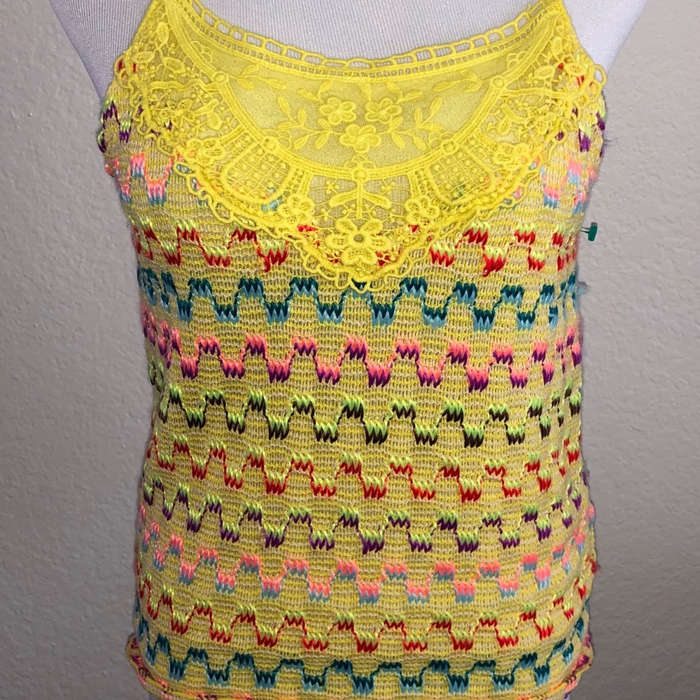 Free People Yellow And Muli-Color Tank